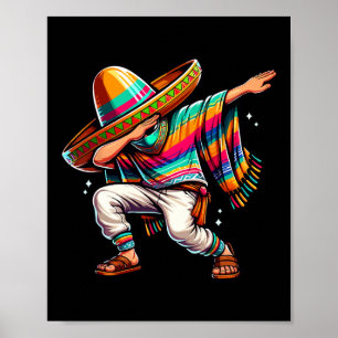 Poster Dabbing mexicano Poncho Sombrero Dab Boy Fiesta Ci