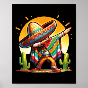 Poster Dabbing mexicano Poncho Sombrero Dab Cinco De