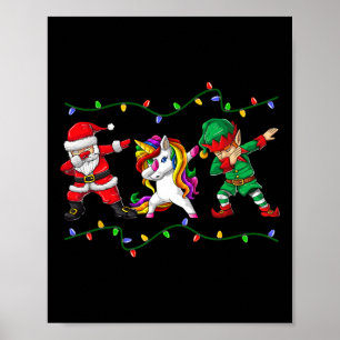 Poster Dabbing Papai Noel Elfo Unicórnio Natal Crianças M