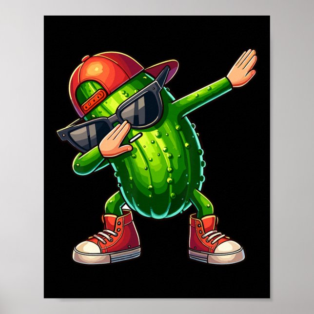 Poster Dabbing Pickle Dancing Pepino Picker Engraçado (Frente)