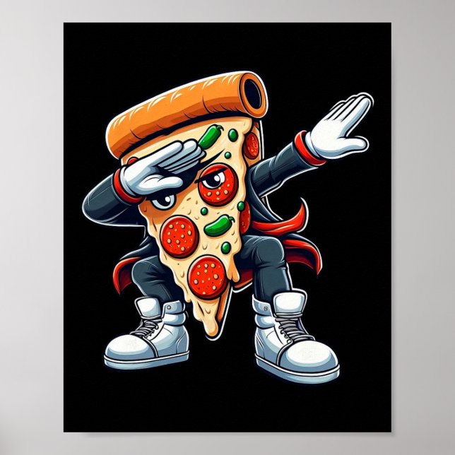 Poster Dabbing Pizza Boys Raparigas Toddler Dançando (Frente)