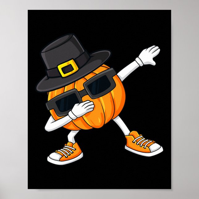 Poster Dabbing Pumpkin Pilgrim Dia de Ação de Graças Garo (Frente)