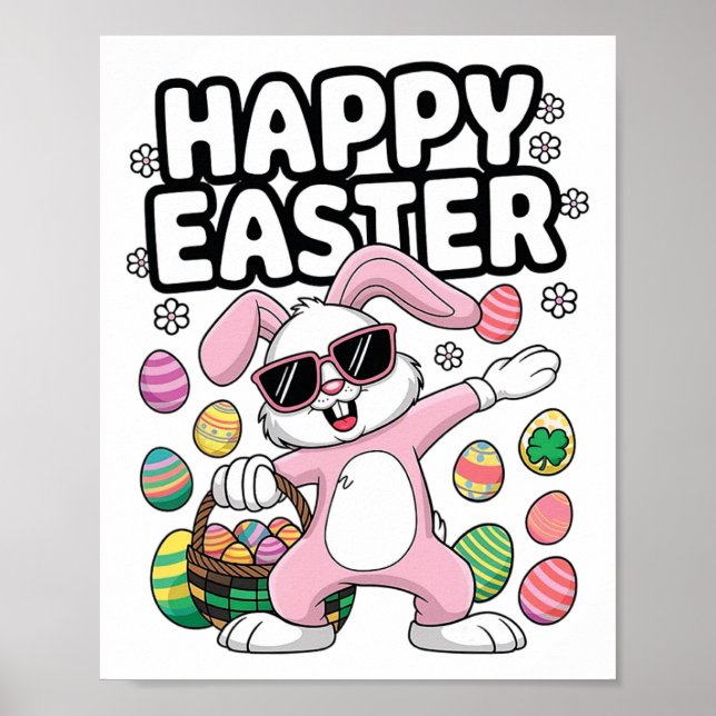 Poster Dabbing Rabbit Páscoa Day Egs Dab Boys Girls Kid (Frente)