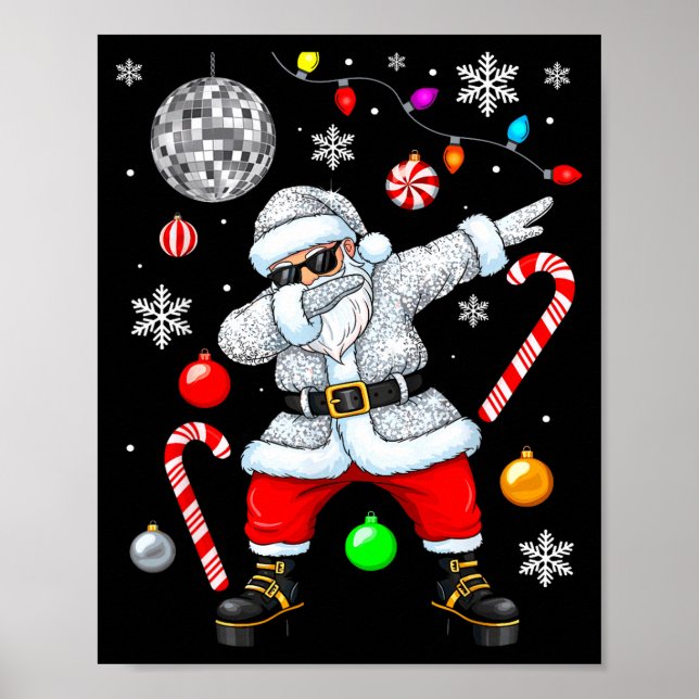 Poster Dabbing Santa Christmas Disco Retro 70s 80s Vibes  (Frente)