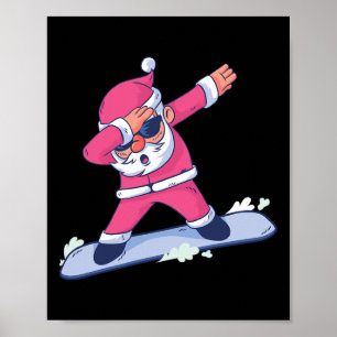 Poster Dabbing Santa Claus Snowboard Gift Para Meninos