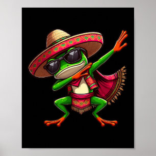 Poster Dabbing Sapo Sungles Sombrero Poncho Cinco De Mayo