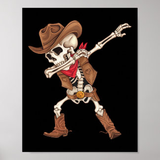 Poster Dabbing Skeleton Cowboy Halloween Costume Boys Men