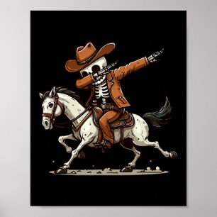 Poster Dabbing Skeleton Cowboy Halloween Meninos