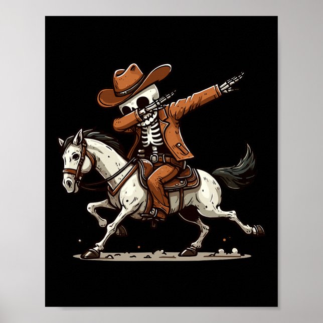 Poster Dabbing Skeleton Cowboy Halloween Meninos (Frente)