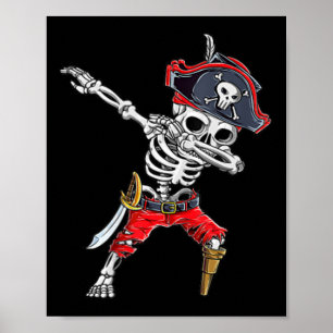 Poster Dabbing Skeleton Pirate Dias de as Bruxas engraçad