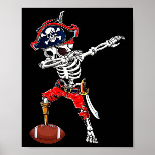 Poster Dabbing Skeleton Pirate E Pegada Ll Halloween Co