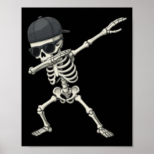 Poster Dabbing Skeleton Pirate Halloween Kids Jolly Roger