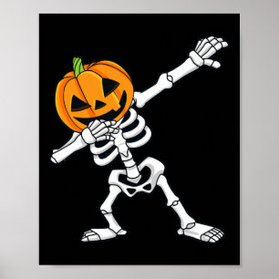 Poster Dabbing Skeleton Pumpkin Cabeça Diversão Halloween
