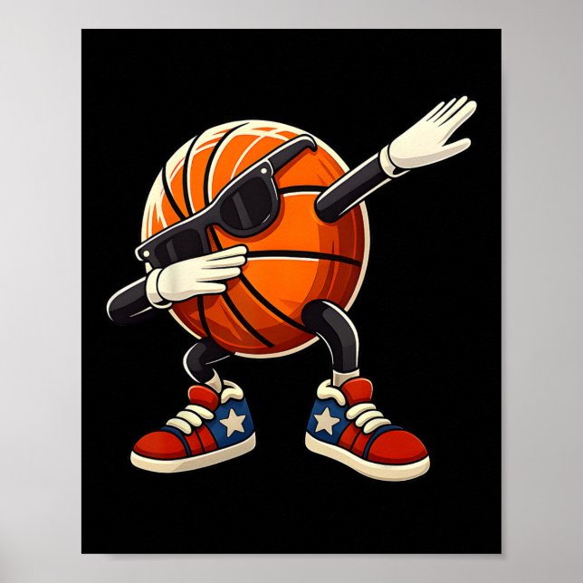 Poster Dabbing Sketll Ll Com Óculos De Sol Bandeira Dos E (Frente)
