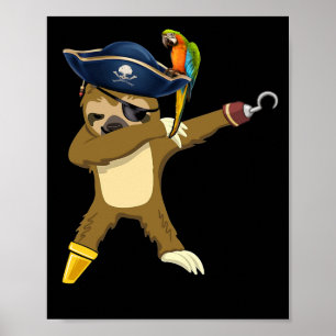 Poster Dabbing Sloth Pirate Dab Dancing