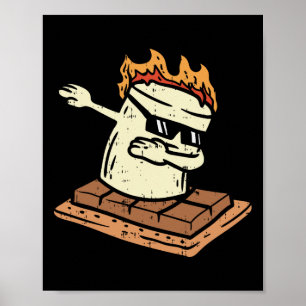 Poster Dabbing Smore Marshmallow Fofo Dab Dança Camping C