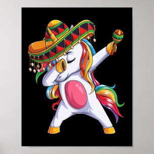 Poster Dabbing Unicorn Cinco De Mayo Kids Girls Mex