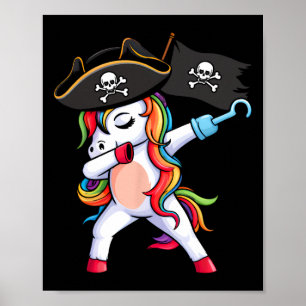 Poster Dabbing Unicorn Pirate Girls Dia de as Bruxas engr