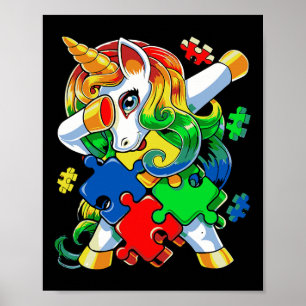 Poster Dabbing Unicorn Quebra-cabeça Piece Autism Awarnes