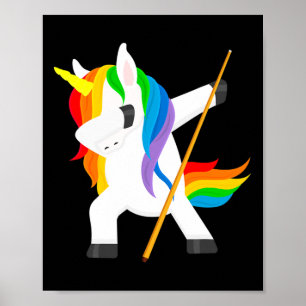 Poster Dabbing Unicorn tocando Billiard Dab Dance Engraça
