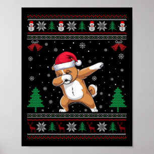 Poster Dabbing Zuchon Dog Santa Hat Garotas Crianças Chri