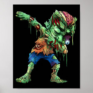 Poster Dabbing Zumbi Halloween Meninos Crianças Dab Dança