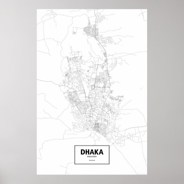 Póster Daca, Bangladesh (preto no branco) (Frente)