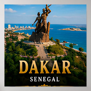 Poster Dacar Costa Atlântica e Monumento da Renascença Af