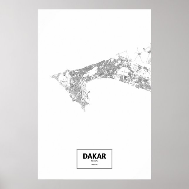 Póster Dacar, Senegal (preto no branco) (Frente)