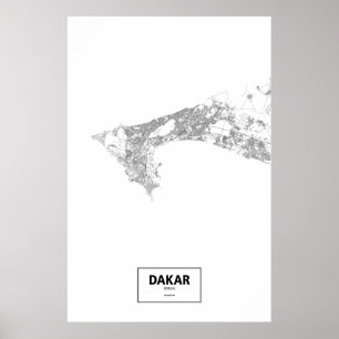 Póster Dacar, Senegal (preto no branco)