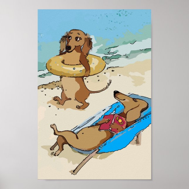 Poster Dachshances na praia (Frente)