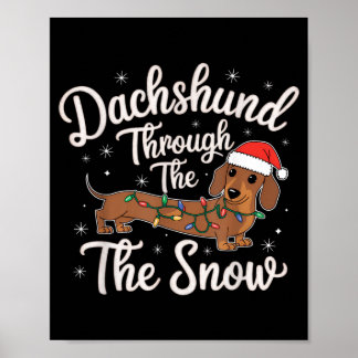 Poster Dachshund Através da Neve Decoração de Natal para 