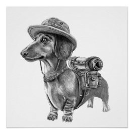 Póster Dachshund aventureiro