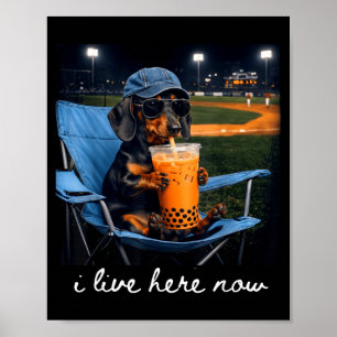 Poster Dachshund bebe café gelado campo de beisebol ao vi