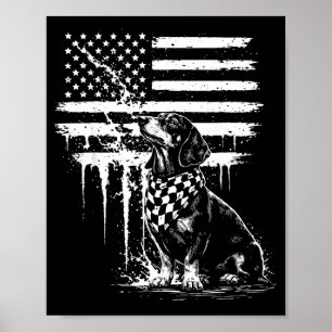 Poster Dachshund cachorro-quente bandeira americana 4 de