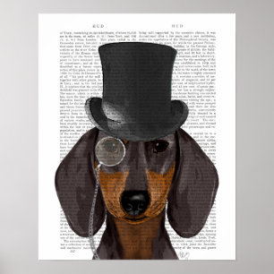 Poster Dachshund, Chapéu Formal e Chapéu