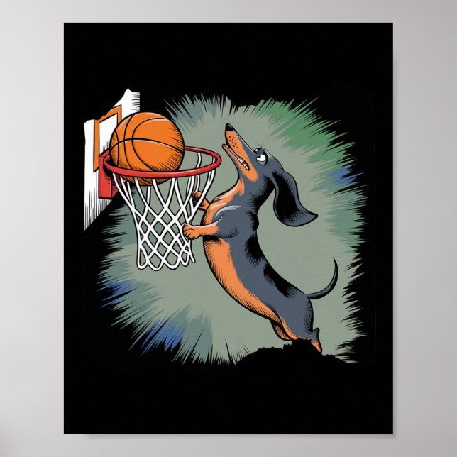 Poster Dachshund Chiweenie Wiener Dog Brincando Sketll En (Frente)