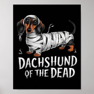 Poster Dachshund Do Cachorro De Múmia Do Halloween Morto