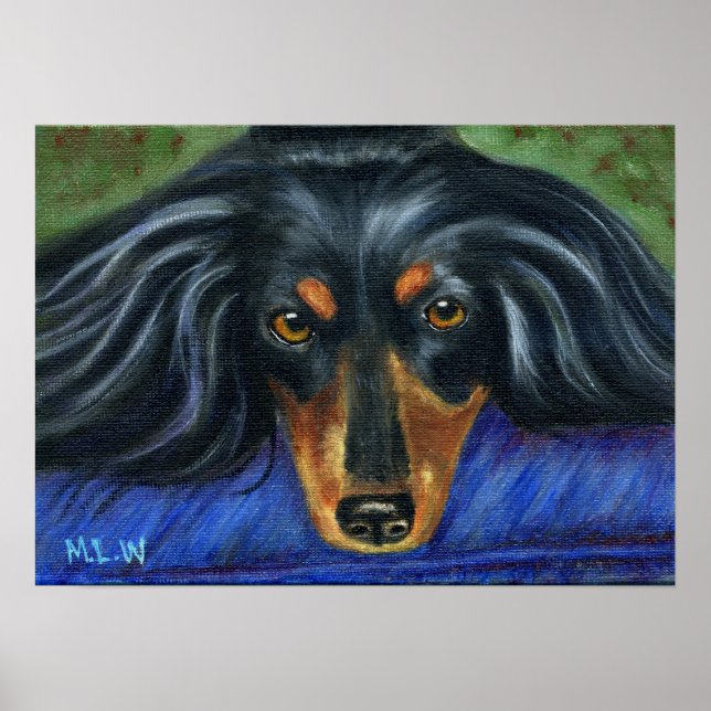 Póster Dachshund Dog Break Art - Hallie (Frente)