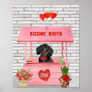 Poster Dachshund Dog Dia de os namorados Beijando Booth