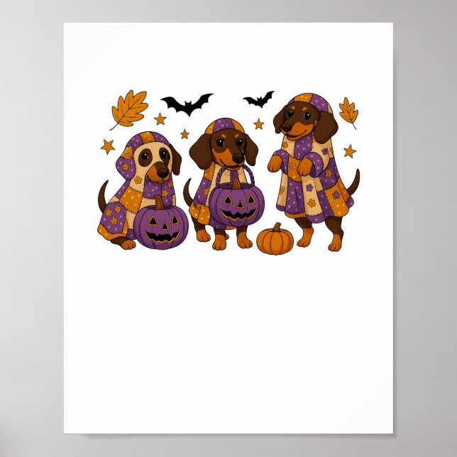 Poster Dachshund Dog Ghost Halloween (Frente)