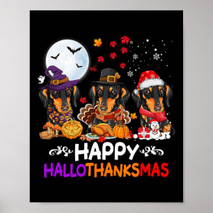 Poster Dachshund Dog Natal Feliz Obrigados de Hallothankm