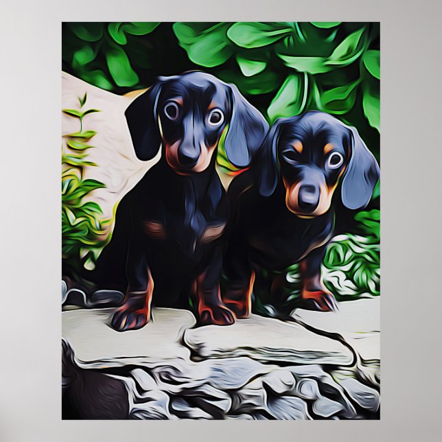 Poster Dachshund Dog Summer Garden Aniversário (Frente)