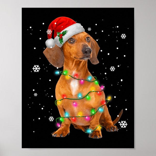 Poster Dachshund Dogs Natal Em Árvore Presentes Para Pet  (Frente)