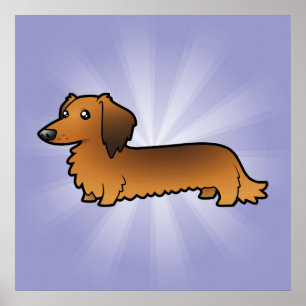 Póster Dachshund dos desenhos animados (longhair)
