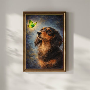 Poster Dachshund e Borboleta
