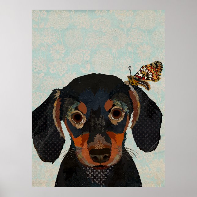 POSTER DACHSHUND E BUTTERFLY (Frente)