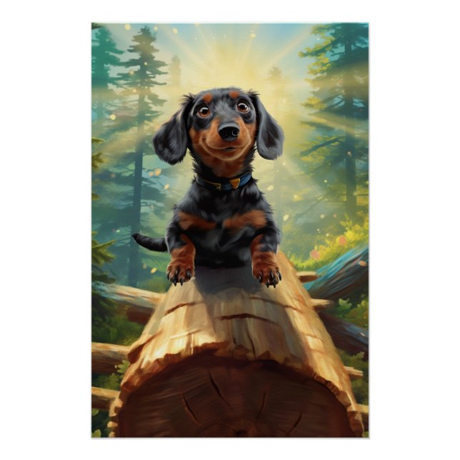 Póster Dachshund E Butterfly Chase Adventure (Frente)