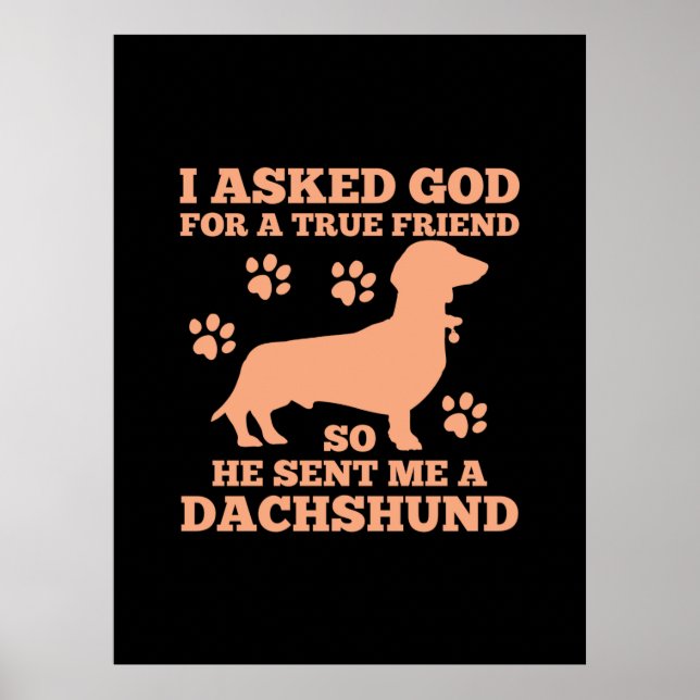 Poster Dachshund É Meu Verdadeiro Amigo (Frente)