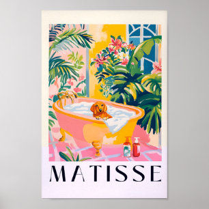 Poster Dachshund Em Bathtub Engraçado Decor, Matisse Impr